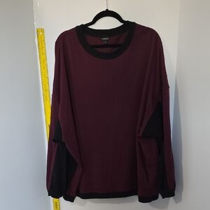 Torrid Women's Size 16 Long Sleeve Burgundy and Black Sweatshirt